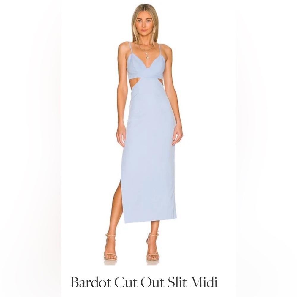Bardot cut out slit midi dress
